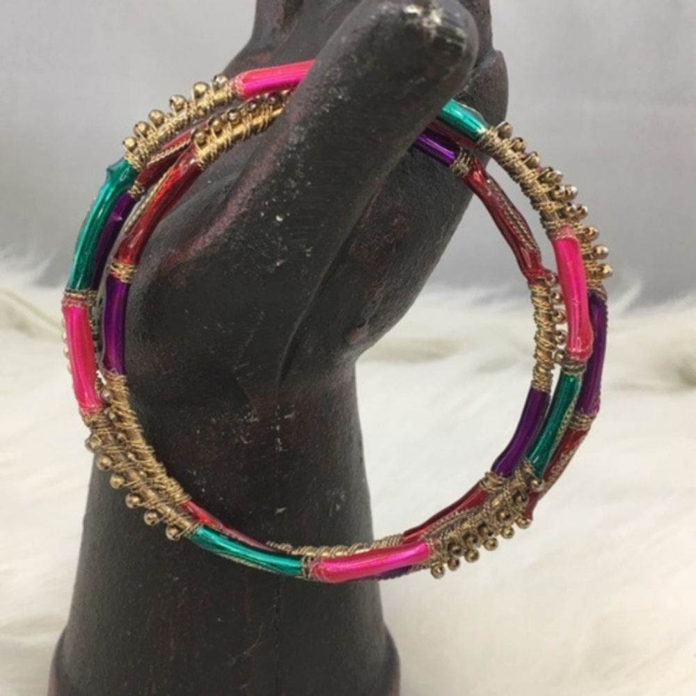 Multi-Colored India 3-Piece Stacking Bangle Set - image 3